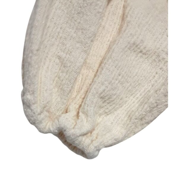 ZARA Girls Blouse Size 3-4 Cream Cotton Puff Sleeve Button Down Top With Ruffle - Picture 6 of 9